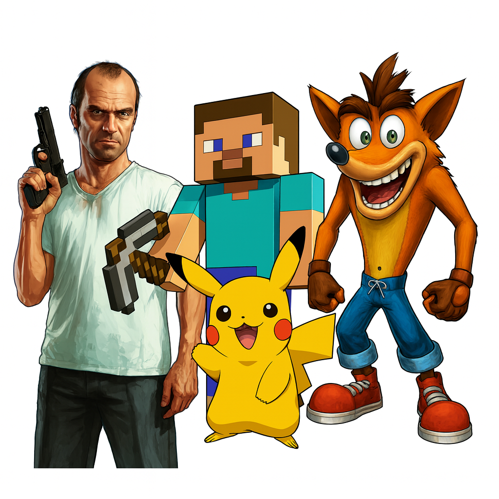 incluye GTA, Minecraft, Pokémon y Crash